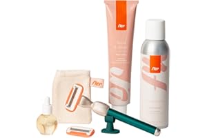 Fler Dream Team Set - Rasoio Donna con Supporto e 2 Lamette di Ricambio, Rasoi Unisex, Set con Mousse per Depilazione, Olio Post Depilazione e Crema Corpo Lenitiva, Lametta con Aloe Vera (Verde Pine)