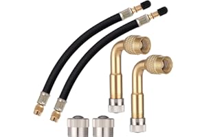 KALIONE Tire Valve Adapter, 215mm Tire Valve Stem Extension Adaptor with Brass, Flexible Valve-Stem Extender with 90 Degree Tire-Valve-Stem for RV, Bike, Motorcycle, Car