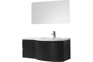 BERNSTEIN Mobile da bagno LAURANCE 1200, nero opaco - armadietto a specchio e specchio a scelta, Specchio:Senza specchio, Versione:Lavabo a destra