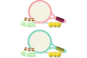 Jouet de Raquette de Tennis/Badminton,Jouet Raquette,Ensemble Badminton pour Enfants,Set de Badminton Portable,Enfants EntraîNement Loisirs Jeux Sports,Jouets D'ExtéRieur Et D'IntéRieur pour Enfants