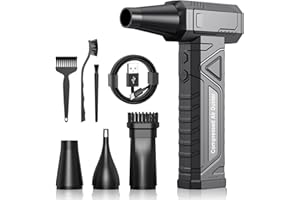 ‎LUCKEA Elektrische Staubgebläse Druckluftspray für PC Reinigung - Electric Air Duster 200000 RPM, 4-Gang Einstellbare Mini-Gebläse mit Akku, Luftgebläse für Tastatur, Haus, Outdoor, Auto, W18, Schwarz