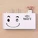 Produktbild QIND Holz Router Box, Wireless WLAN Router Regal TV Set-Top-Rack Wandbehang formaldehydfreier Aufbewahrungsbox Rack Lächelnden Gesicht, Home Decor, weiß, Large
