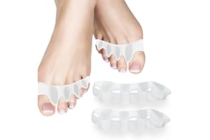 SUNFATT Toe Separator,Gel Toe Spacers for Overlapping Toes-[4 PCS]-Washable and Reusable Toe Straighteners,Dividers to Correct Bunions,Hammertoes,Relief Restore Feet