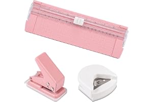 3 stycken mini pappersskärare A4, liten pappersskärare, rosa | Pappersskärare liten med minihörnrundor och pappersstansare, m