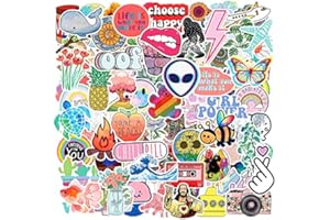 FOCRI Lot de 100 Autocollants Mignons pour Bouteilles d'eau drôles Vsco Esthéti, Autocollants en Vinyle imperméable pour Skateboard, Bagages, Ordinateur Portable, Cadeaux Parfaits pour Enfants, Adolescents