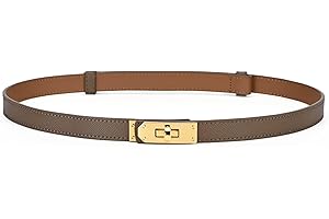 HATOFES Damski wąski skórzany pasek klasyczny stop skręt zamek damski regulowany skórzany pasek wąski cienki pas biodrowy pas dekoracyjny pasek do dżinsów sukienki modne spodnie płaszcz