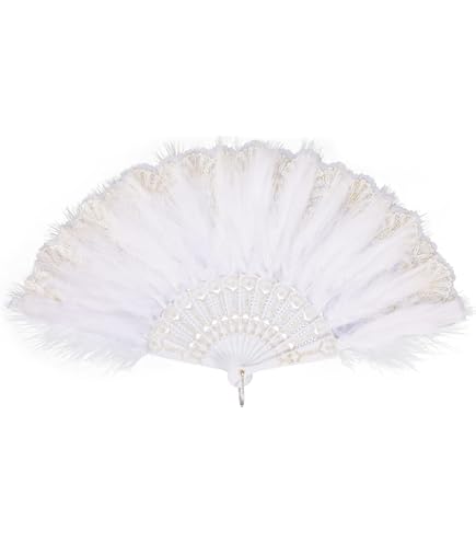 Éventail En Plumes Pliable Vintage - Style Années 1920, Pour Costume, Fête, Mariage, Halloween - 10