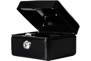 NTI MONEY Bank CASH Deposit BOX Steel Tin Security Safe Petty Key Coin Tray Lockable Metal School Office Home Market Stall UK FREE P&P (BLACK, 6 INCH)