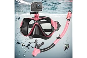 Shyllin Masque Plongée Adulte, Masque Tuba Snorkeling avec Support de Caméra, Tuba Frontal Natation, Lunettes de Plongée Panoramiques Anti-Buée Étanche en Verre Trempé et Tuba Respiration Sèche