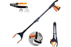 Gyios Greifzange für Senioren Müllzange Aluminium,Greifzange Lang 32",Faltbare Greifer mit Magnetspitzen,Greifhilfe,Greifarm Menschen mit Behinderung,Müllgreifer für die Müllabfuhr(Orange)