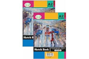 TENLITE [Set of 2] Large A2 Drawing Pad, 15 Sheets of 130 GSM Paper, Spiral Bound Artist Sketch Pad Book, Durable Acid Free Sketch Paper, Beginners & Experts. (A2)