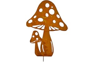 ALEMIN Rost Große Pilze Gartendeko, Roststecker Fliegenpilze, Metall Edelrost Pilzes Gartenstecker Herbst Rost Deko für Innen & Außen Garten Dekoration