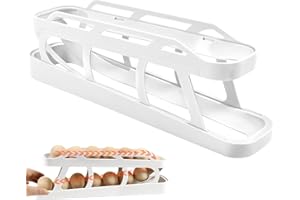 TEFOLA Dispenser automatico per uova a 2 livelli, salvaspazio, contenitore, vassoio, organizer, contenitore per frigorifero e piano di lavoro della cucina, contiene 14 uova di medie dimensioni, in plastica