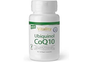 ‎VITALITY NUTRITIONALS Q10 Kapseln Hochdosiert Ubiquinol CoQ10 100mg, aktive Form, Höchste Bioverfügbarkeit, Premium Coenzym Q10 Hochdosiert, 60 Kapseln Vitality Nutritionals by Vitaminexpress