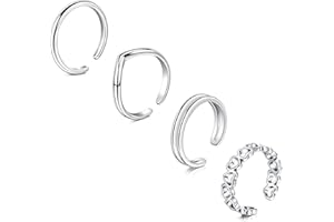 Briana Williams 4pcs Toe Ring Acciaio Inox Argento Oro Regolabile Anelli Aperti per Donne Ragazze Uomini Bambini