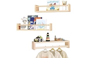 Buithafu Estantería Infantil Juego de 3 Piezas Estantería Flotante de Pared para organizar Libros y Juguetes, Estante Expositor Colgante para Dormitorio, salón y habitación Infantil