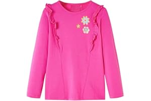 vidaXL Kids Long Sleeve Shirt with Floral Motif Dark Pink 92