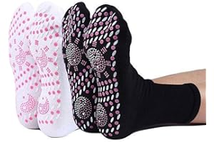 Xulin Self Heating Socks,4 Pcs Thermal Socks for Men & Women Comfortable Breathable Anti-Freezing Winter Warm Foot Hiking Outdoor Skiing Camping Running Fishing Heated 2 Pairs, White+Black