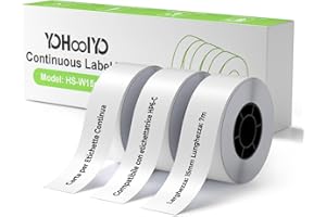 YOHOOLYO Etichette Adesive Termiche, Nastro Etichette Continuo 15mm x 7m, 3 Rotoli, Compatibile con YOHOOLYO HP6-C Eticchettatrice, Adatto a Scuola e Ufficio