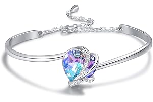 AOBOCO Bransoletka w kształcie serca, srebro wysokiej próby, damska bransoletka w kształcie serca, prezent na urodziny, rocznicę ślubu, prezent dla matki, kobiety, przyjaciółki