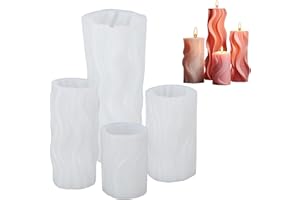 Dokeno 4 Moules à Bougies Silicone 3D Cylindriques, Moules DIY pour Bougies Parfumées, Savon, Résine, Moulage Artisanale, Décoration Maison, Moules à Bougie pour Fabrication Personnalisée