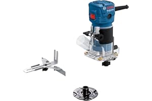 Bosch Professional affleureuse GLF 55-6 (moteur de 550 W, 33 000 tr/min, avec 2 clés, 1 sac de collecte, butée parallèle, guide coulissant)