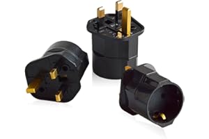 Neuftech - 3X Adattatori da Viaggio UK a Presa Europea Italia (schuko) per UK, GB, Inglese,Inghilterra, Nero