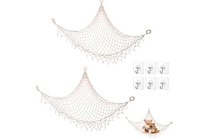 AUSYIWI Hamac en peluche pour enfants – Grand hamac en filet de pêche décoratif avec crochets de sécurité, 110 x 110 cm, hamac en peluche doux et résistant pour chambre d'enfant