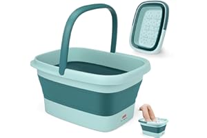 DEANIC Pediluvio Massaggiatore Piedi, Pediluvio Idromassaggio Piedi Portatile Pieghevole, Vaschetta Bacinella Pedicure con Maniglia di Trasporto, Set Massaggio 8+54 Foot Spa (Blu)