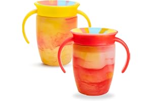 Munchkin Miracle Baby sippy Cups (2-pack), gratis flödesbehållare för småbarn, träningskopp, BPA-fri, spillfri, diskmaskinssäker vattenflaska med Easy-Grip-handtag.