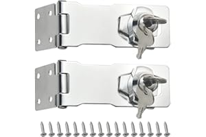 TOVOT 2PCS 4" Locking Hasp with Keys Shed Locks Heavy Duty Hasp Locks Latches for Door Cabinet Drawer (Keyed Different)