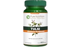 PURE NUTRITION NATURAL TREASURES Pure Nutriton Tulsi Extract 708mg - 60 Caps (Extract Equiv. to 2585mg Basil Leaf Powder) with Eugenols and Ursolic Acid | 60 Veg Caps | Non GMO | Once Daily | 60 Days Supply.