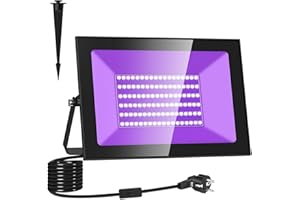 Lightasea 100W LED Schwarzlicht Strahler, UV Fluter mit Stecker IP66 Wasserdicht UV Schwarzlichtlampe LED, Fluoreszenz Blacklight Partylicht mit Schalter für Halloween Aquarium Bar Neonfarben Disco