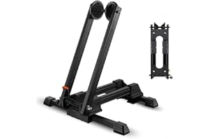 Jolitac Sports Foldable Alloy Bicycle Storage Stand Bike Floor Parking Rack Wheel Holder Fit 20-29 inch Bikes Indoor Home Garage Using