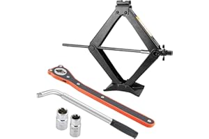VONLUX Scissor Jack 3 Ton, Car Jack Kit Tyre Change Jack with a Ratchet Wrench and Extendable Wheel Wrench, Steel Heavy Duty Tire Jack for SUV and Sedans, Lifting Height 100mm - 410mm