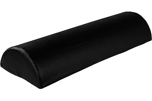 MOVIT Cuscino Semicircolare - Rivestimento in Similpelle, in Schiuma, 69x23x11 cm, Nero - Cuscino Semicilindrico, a Mezzaluna, per Lettino Fisioterapia, Estetista, Massaggi, Poggiapiedi, Poggiatesta