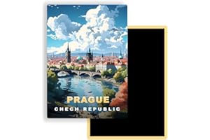 FITYO Magnets Frigo Villes du Monde – 300 Modèles aux Choix – Aimants Réfrigérateur – Souvenirs Touristiques – Cadeau Original – 5,4 x 7,8 cm – 1 Unité (Prague)