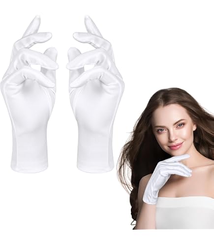 Lot De 3 Paires De Gants De Smoking En Nylon - Blanc, Avec Boutons Pression, Pour Cérémonie, Inspection