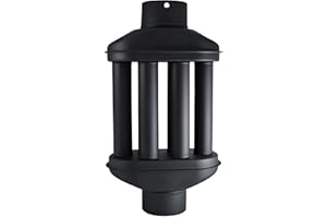 UZMAN Scambiatore di calore per camino / scambiatore di aria calda, camino per gas di scarico, scambiatore di gas di scarico nero, diametro 130 mm, 6 tubi con smorzatore