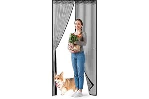 Tuare Fly Screens for Doors, Magnetic Fly Screen Door with Powerful Magnets and Full Frame Magic Tape, Easy to Install Door Fly Screen Curtain, Auto Closer, 100 x 210cm/ 39.4" x 82.6", Black