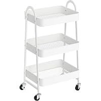Chariot De Rangement Mobile Songmics - 3 Niveaux Réglables - 43x35x73.5cm - 10kg/niveau - Roulettes Avec Freins - Noir