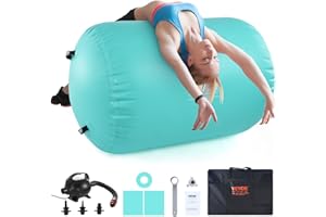 VEVOR Tappetino ad Aria, Rullo ad Aria Gonfiabile Rotondo, Canna d'Aria con Pompa Elettrica, Allenatore di piegamenti All'Indietro per Uso Domestico/Palestra/Yoga/Cheerleader/Parco/Acqua