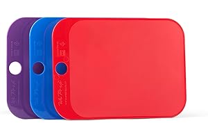 WePrep Set of 3 Coloured Chopping Boards – Durable, Textured, Non-Slip Cutting Boards with Hanging Loop – Knife-Friendly, Food-Grade Plastic – Bright, Bold Colours – Dishwasher Safe