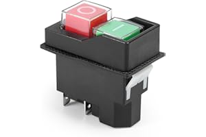 Jadeshay Interruttori a Pulsante KJD17 Interruttore NVR Sostituzione Universale Interruttore Emergenza ON/OFF Impermeabile Interruttori Magnetici per Betoniera Elettrica Cemento AC250V 16A