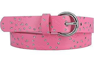 EANAGO - Cinturón infantil para niña (guardería y niños primarios, 5-10 años, cadera de 57-72cm), cinturón 65 cm, con piedras brillantes y estampado