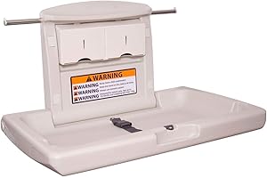 Bambino Wall Mounted Fold Down Horizontal Commercial Baby Changing Washroom Table Unit and Fixings with Baby Changer Door Sign