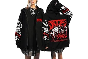 KASENFASHION Chaqueta con capucha Stray Kids ATE Y2K E-Girl Zip Hoodie Casual Streetwear Sweater Long Sleeve Top Harajuku Chaqueta Sudadera Neutral Hooded Zip Sudadera