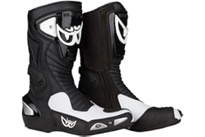 ‎BERIK Berik Race-X Racing Motorradstiefel, schwarz/weiß, 46