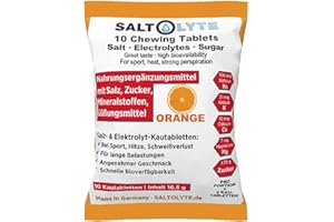 ‎SALTOLYTE SALTOLYTE 10 Chewing Tablets Orange im Sachet, Salz- und Elektrolyt-Kautabletten mit Natrium, Magnesium, Kalium, Calcium - Orangengeschmack