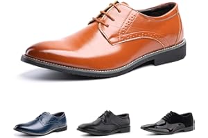 Hitmars Chaussure Derby Hommes Cuir Artificiel Ville Chaussures Habillées Homme Oxfords Mariage Commercial Classique Lacets Noir Bleu Brun Kaki EU37-EU48